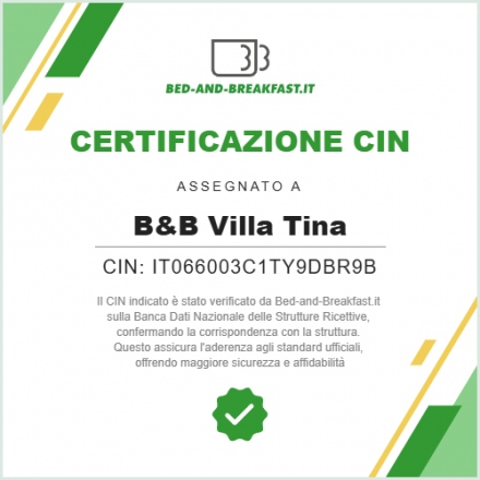 Certificazione CIN  di Villa Tina - Vacanze da sogno in Abruzzo